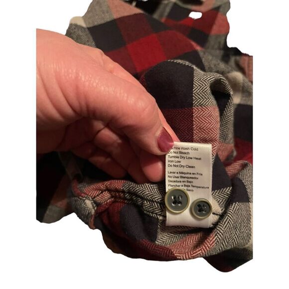 Jachs Mens Red & Black Plaid Long-Sleeve Button-Down Flannel Shirt Extra Large T - Picture 7 of 12